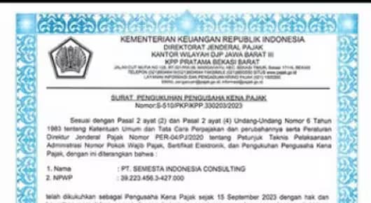 Surat Pengukuhan Pengusaha Kena Pajak